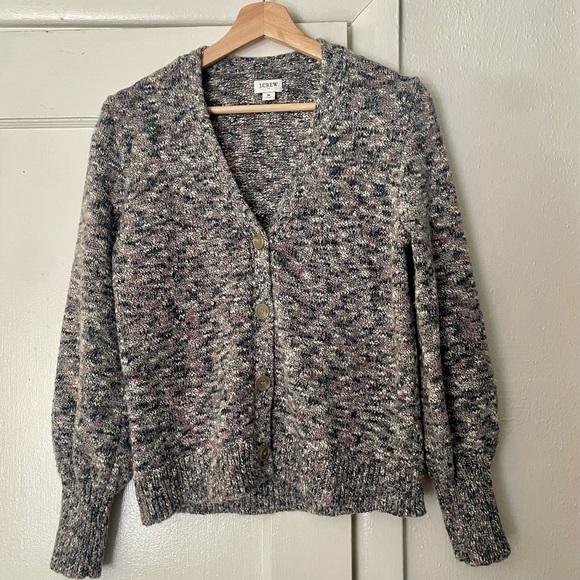 J.Crew Women's Textured Marled Blue & Pink Cardigan - Size Medium - Picture 1 of 8